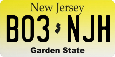 NJ license plate B03NJH