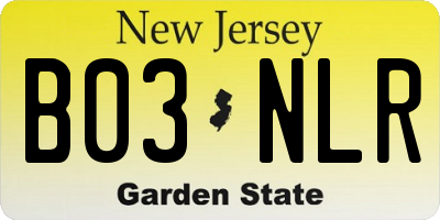 NJ license plate B03NLR