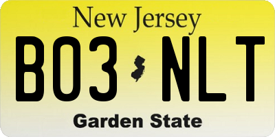 NJ license plate B03NLT