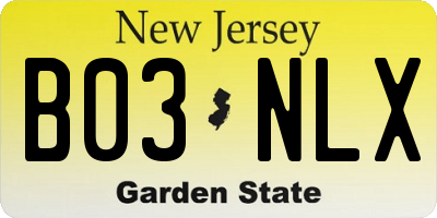 NJ license plate B03NLX