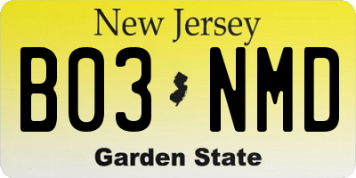NJ license plate B03NMD