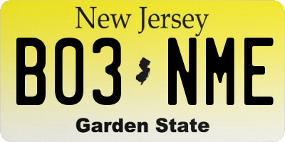 NJ license plate B03NME