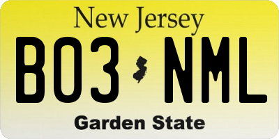 NJ license plate B03NML