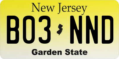 NJ license plate B03NND