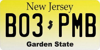 NJ license plate B03PMB