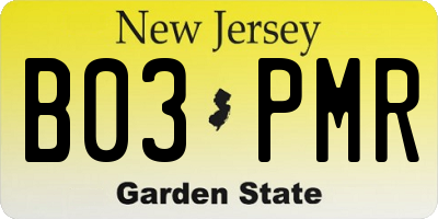 NJ license plate B03PMR