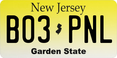 NJ license plate B03PNL