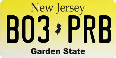 NJ license plate B03PRB
