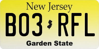 NJ license plate B03RFL