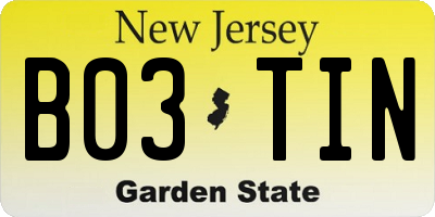 NJ license plate B03TIN