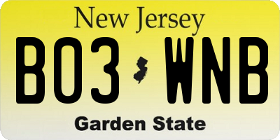NJ license plate B03WNB