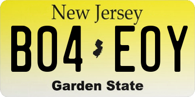 NJ license plate B04EOY