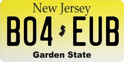 NJ license plate B04EUB