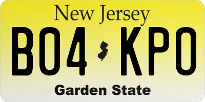 NJ license plate B04KPO