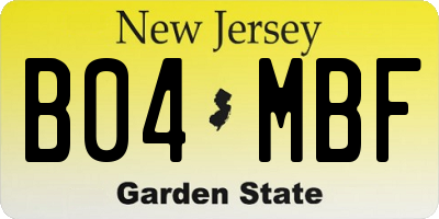 NJ license plate B04MBF
