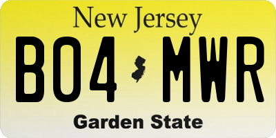 NJ license plate B04MWR