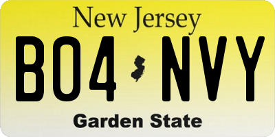 NJ license plate B04NVY