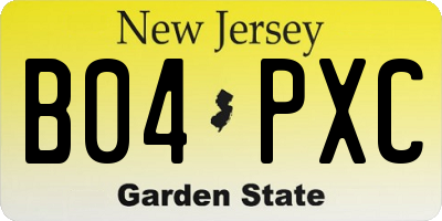 NJ license plate B04PXC