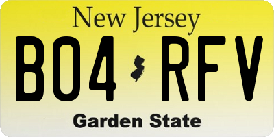 NJ license plate B04RFV