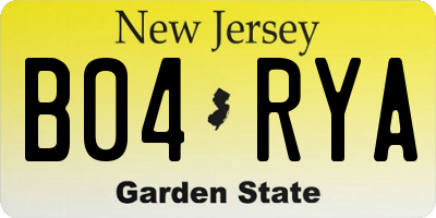 NJ license plate B04RYA