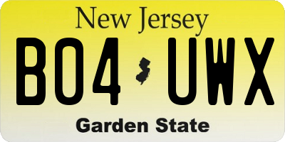 NJ license plate B04UWX