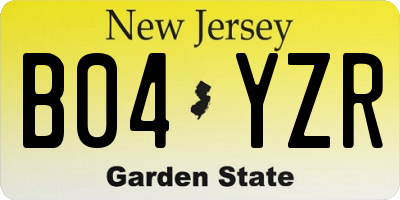 NJ license plate B04YZR