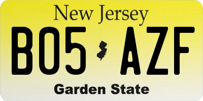 NJ license plate B05AZF