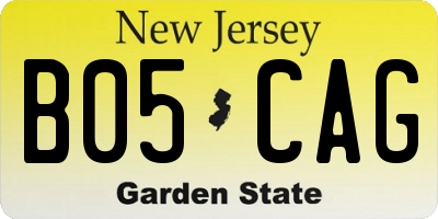 NJ license plate B05CAG