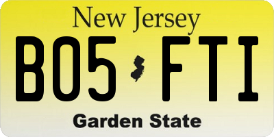 NJ license plate B05FTI