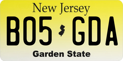 NJ license plate B05GDA