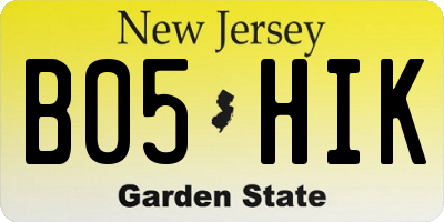 NJ license plate B05HIK