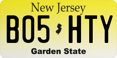 NJ license plate B05HTY