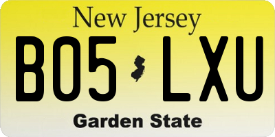 NJ license plate B05LXU