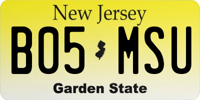 NJ license plate B05MSU