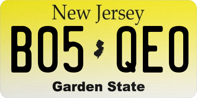 NJ license plate B05QEO