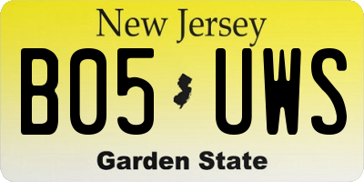 NJ license plate B05UWS