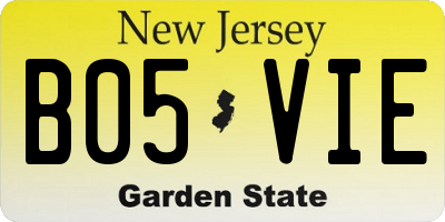 NJ license plate B05VIE