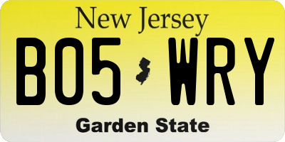 NJ license plate B05WRY