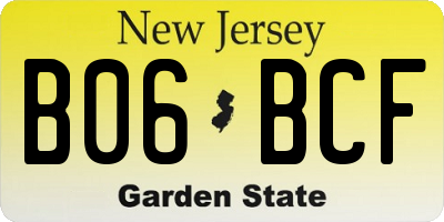 NJ license plate B06BCF