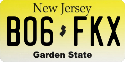 NJ license plate B06FKX