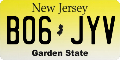NJ license plate B06JYV