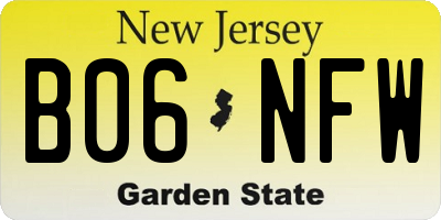 NJ license plate B06NFW