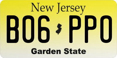 NJ license plate B06PPO