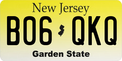 NJ license plate B06QKQ