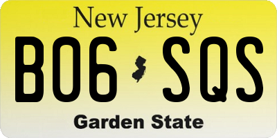 NJ license plate B06SQS