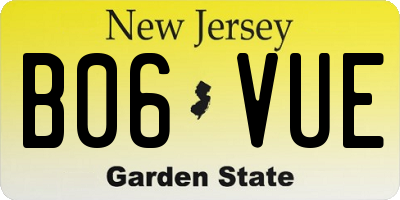 NJ license plate B06VUE