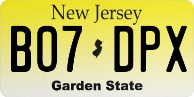 NJ license plate B07DPX