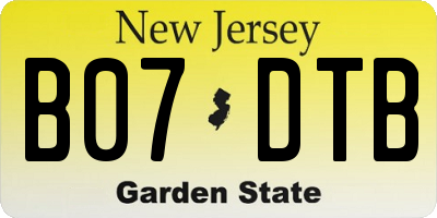 NJ license plate B07DTB