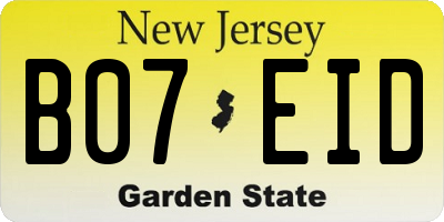 NJ license plate B07EID