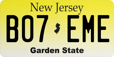 NJ license plate B07EME